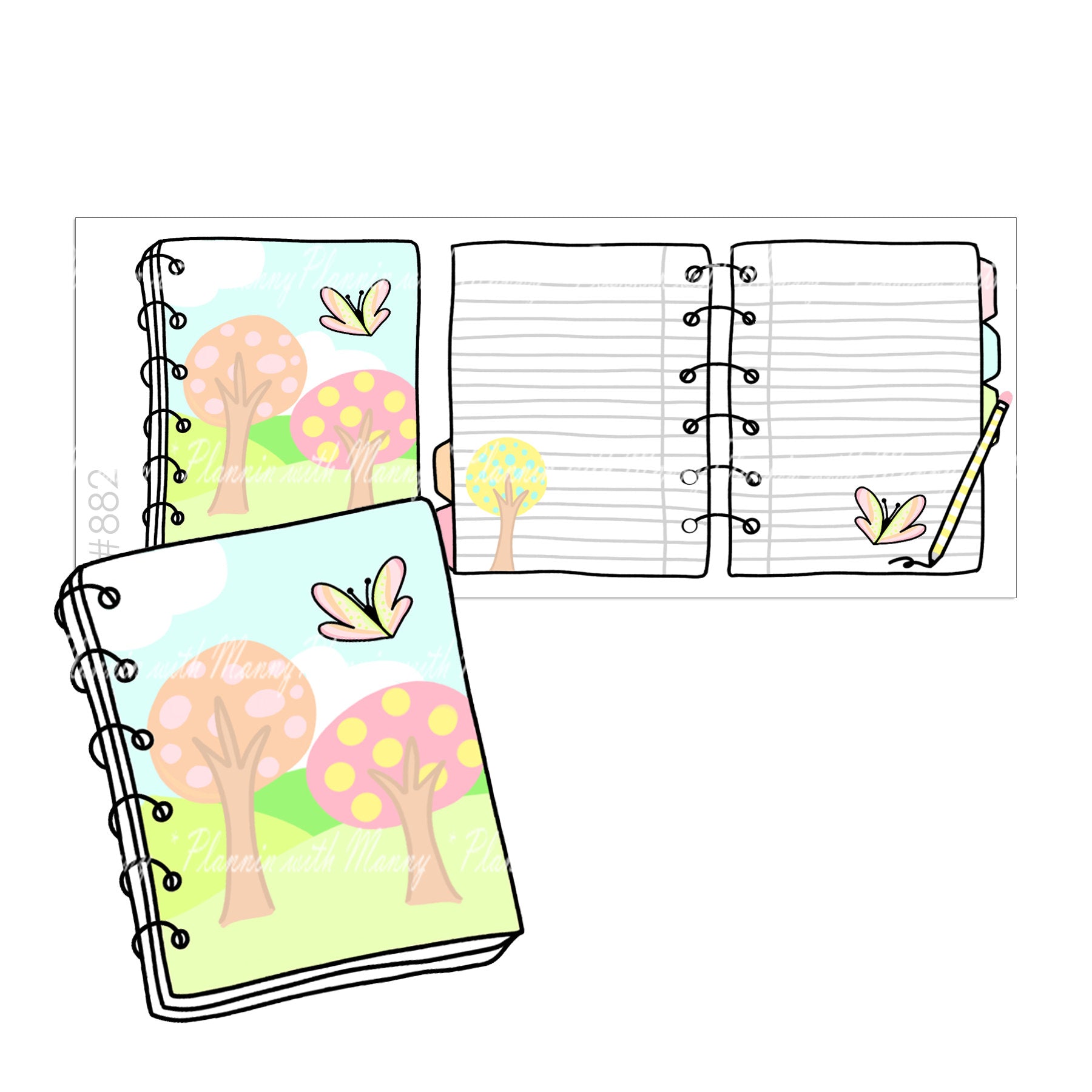882, 3D Journal Planner Sticker, Full Box Foldable Planner Sticker
