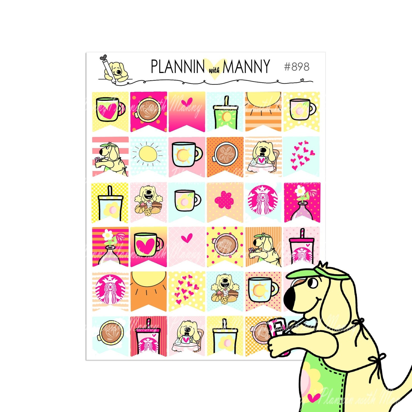 898 Summertime Mannybucks Flag Planner Stickers