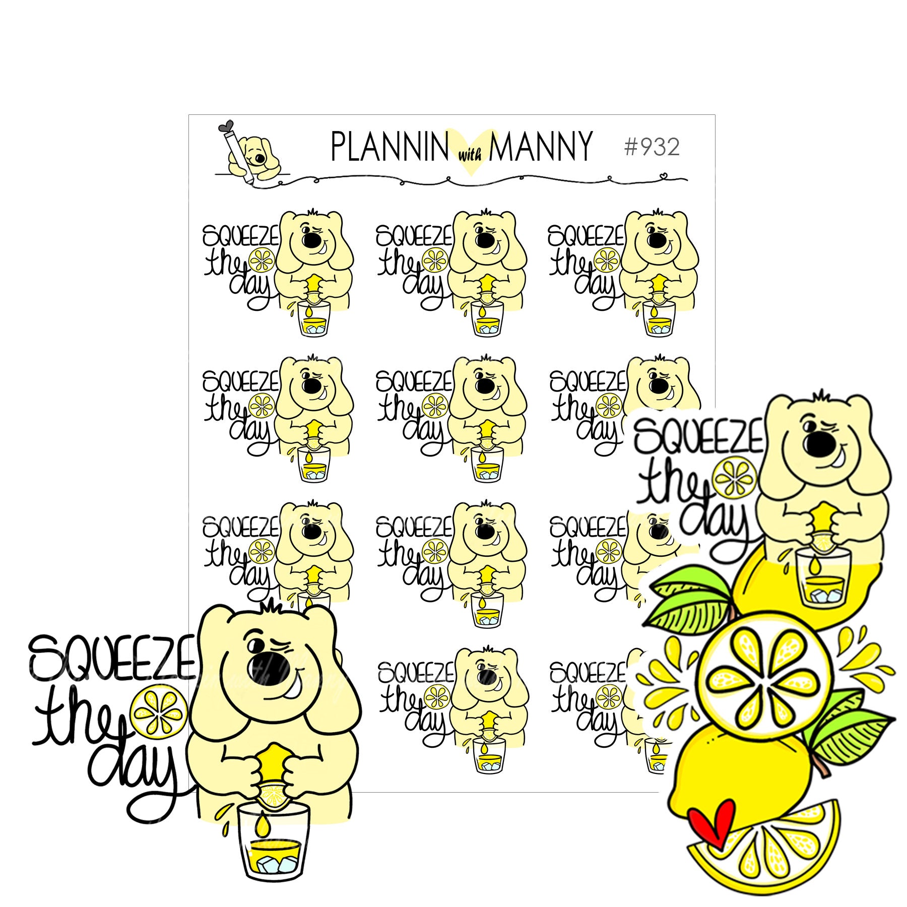 932 SQUEEZE THE DAY Planner Stickers - Give Me Lemons Collection