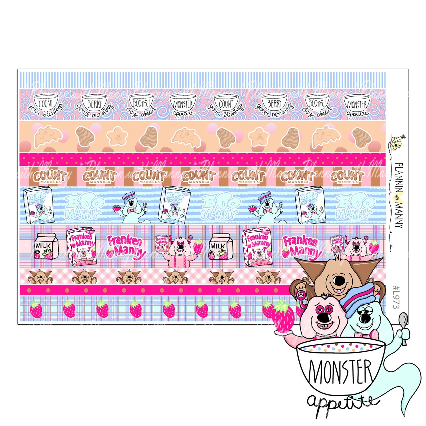 L973 MONSTER APPETITE Washi Sheet