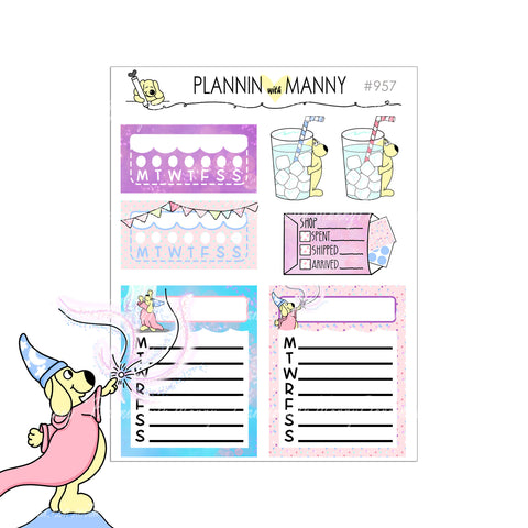 957, MAGICAL MANNY TRACKER Planner Stickers - Magical Manny Collection