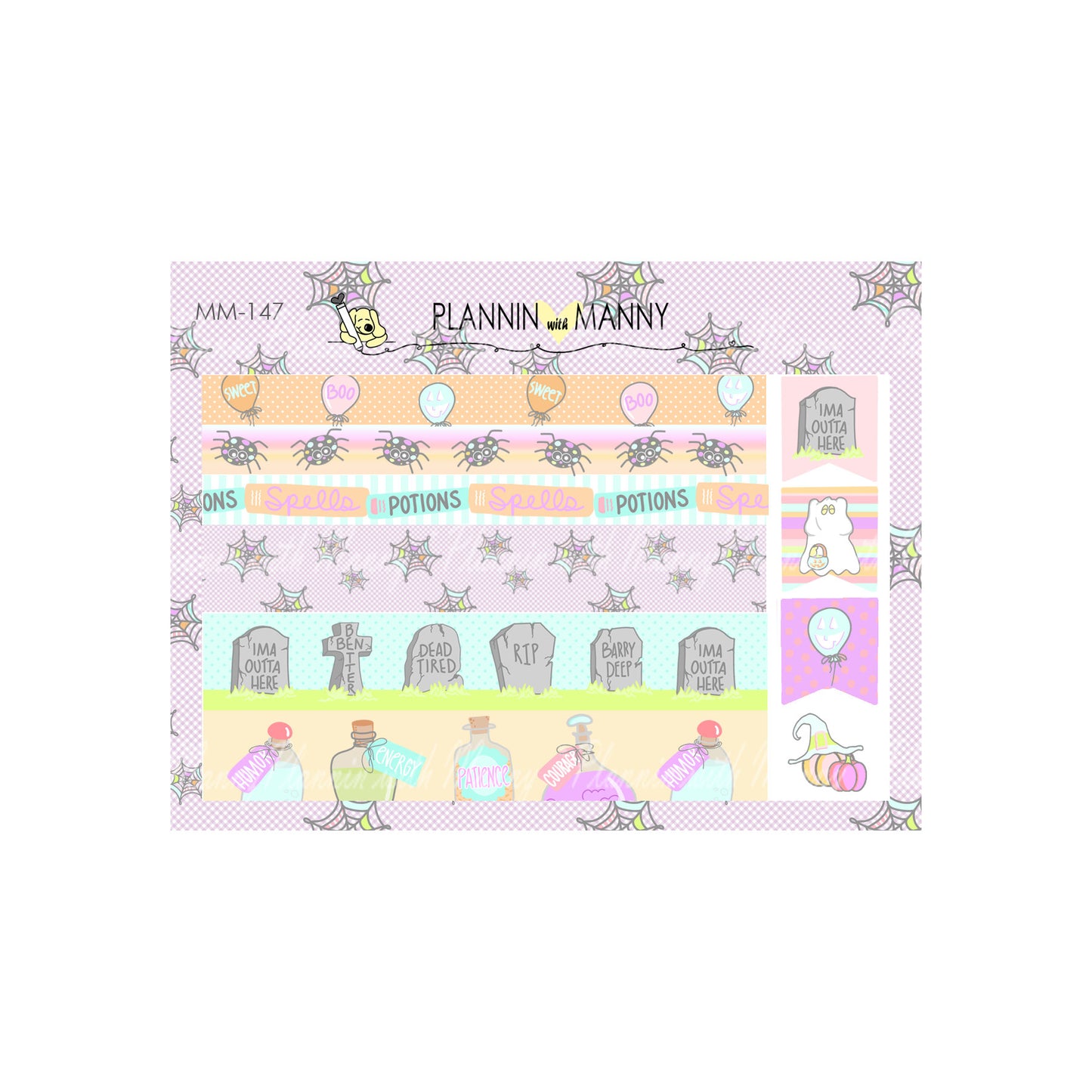 MM147 MICRO Spooky Bits Mini Washi Strips - Spooky Bits Collection