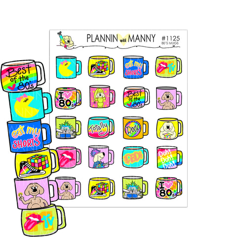 1125 80's Mugs Planner Stickers - 80's Lovin Collection