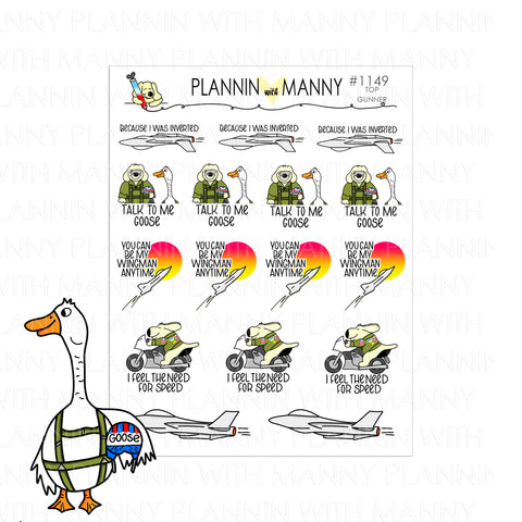 1149 TOP GUNNER SAYINGS Planner Stickers - Top Gunner Collection