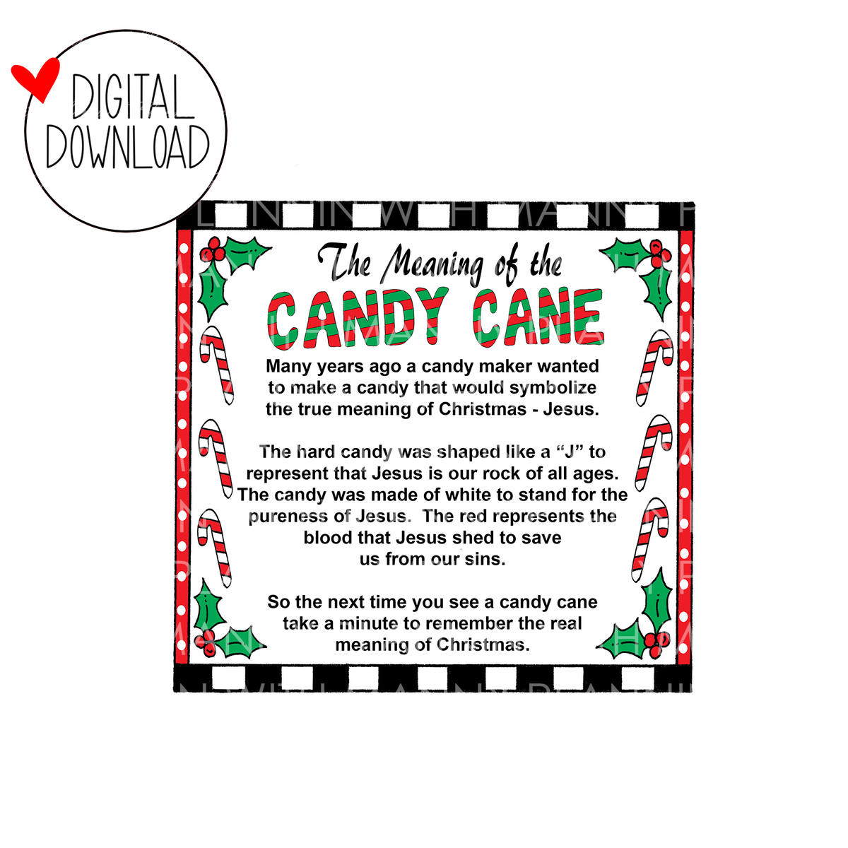 DIGITAL Meaning of the Candy Cane Printable Tags – Plannin with Manny
