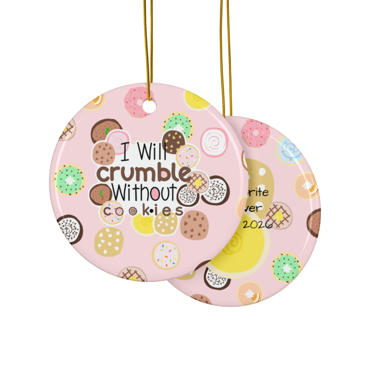 Ceramic Cookie Lover Ornament — Double‑Sided Personalized Holiday Decoration