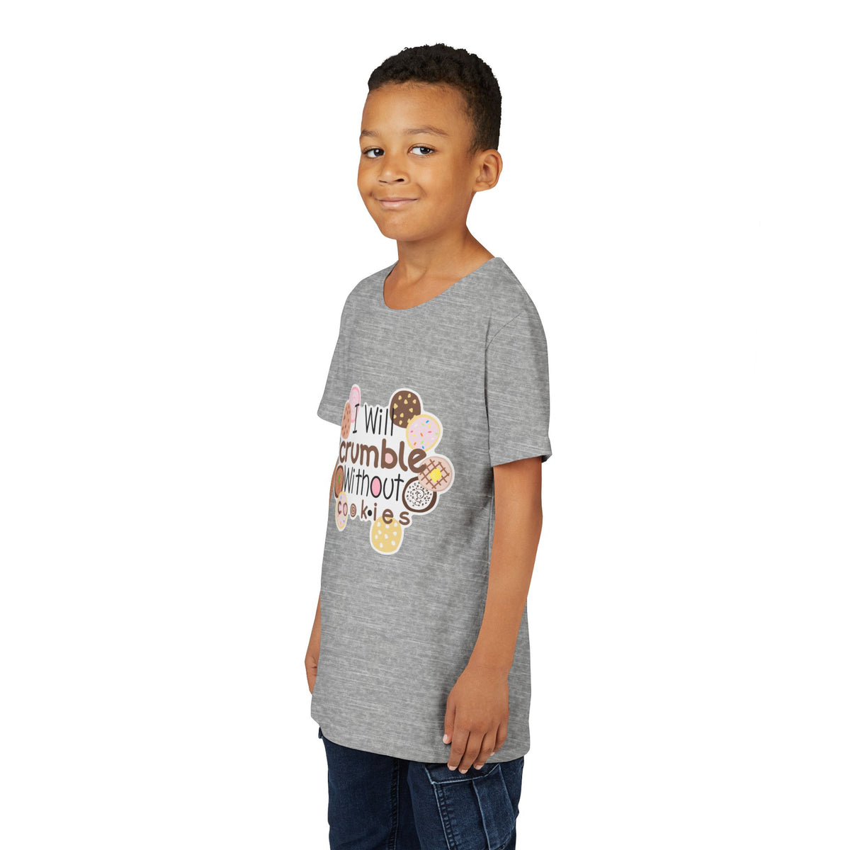 Youth Tee — "I Will Crumble Without Cookies" Cute Cookie Graphic Shirt