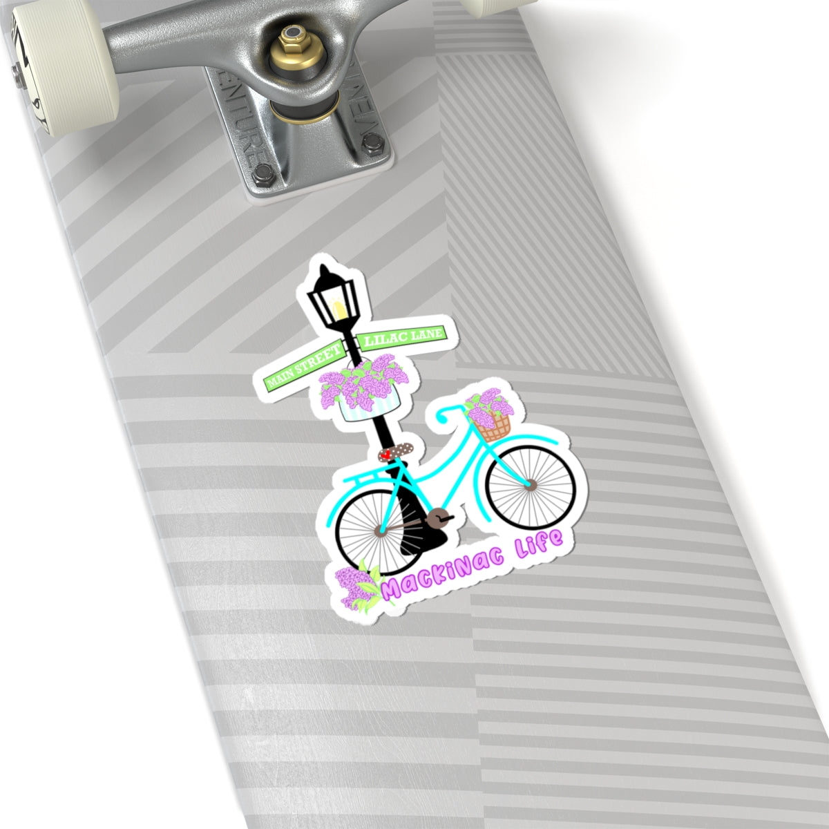 Mackinac Life Bike Sticker — Floral Lamp Post Kiss-Cut Decal