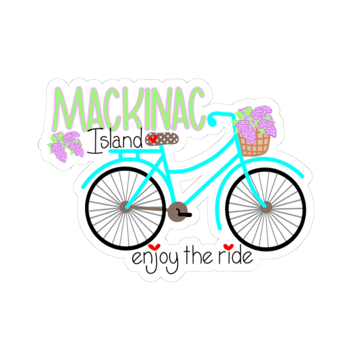 Mackinac Island Bike Sticker — "Enjoy the Ride" Kiss-Cut Vinyl Sticker