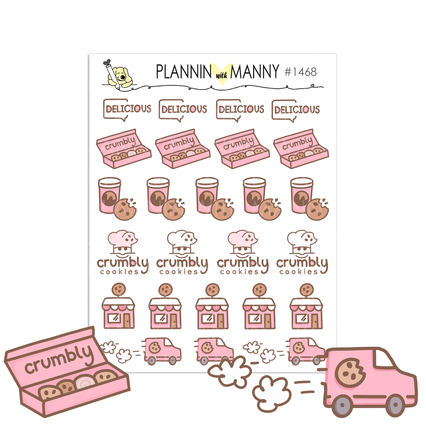 Crumbly Cookie Sticker Set in Pink Crumbly Cookie Pocket!