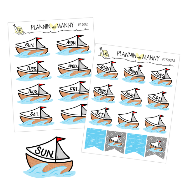 1502 Sailboat Date Cover Planner Stickers