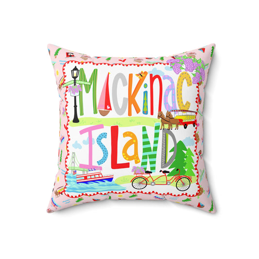 Mackinac Island Throw Pillow | Mackinac Island Christmas Gift | Michigan Lake House & Cottage Decor