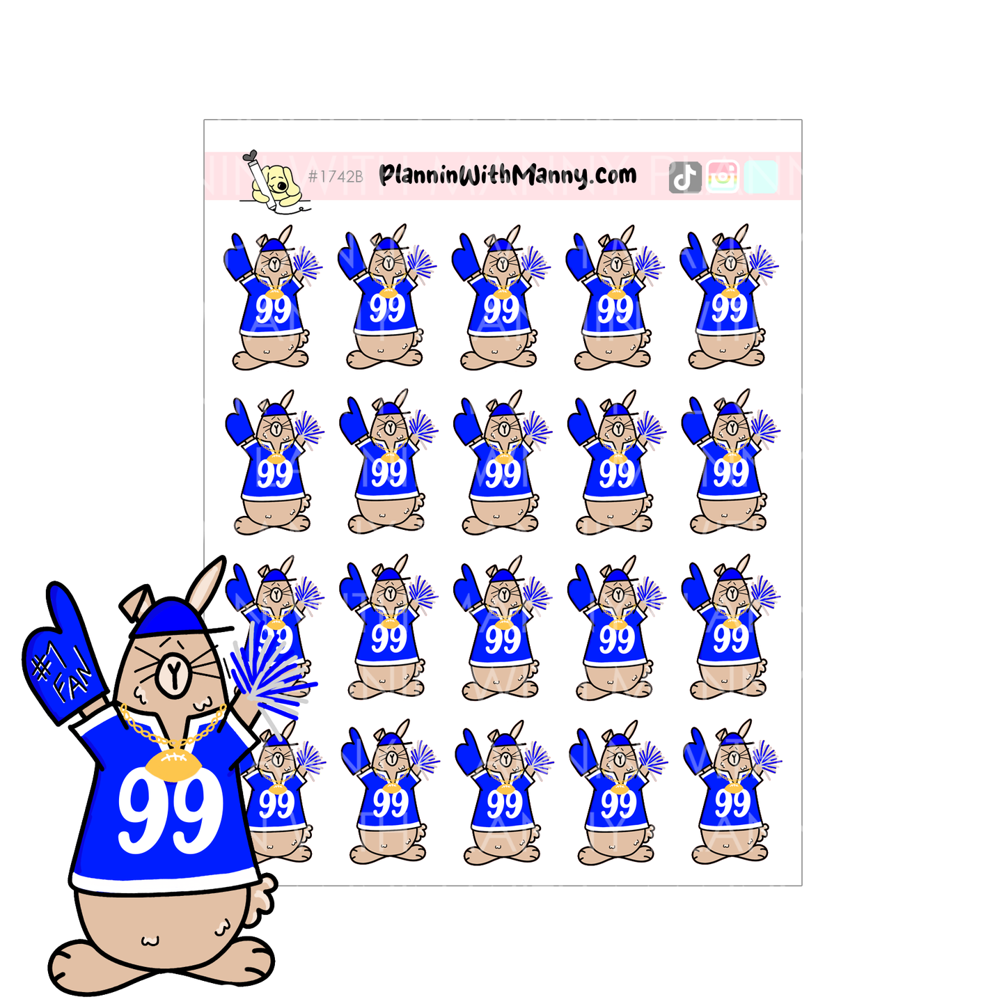 1741 Football Fan Grumpy Buns Planner Stickers!