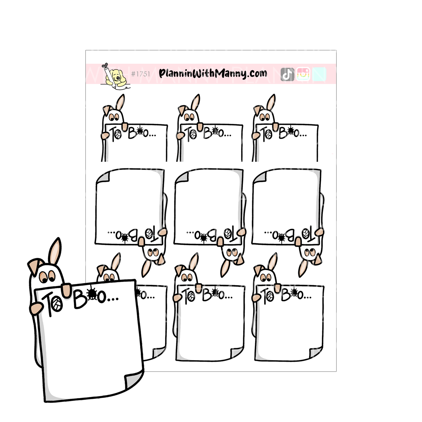 1751 To Boo Note Planner Stickers