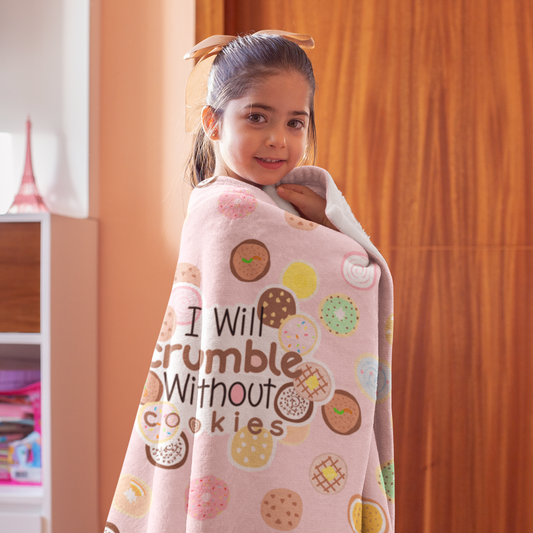 Cookie Pattern Blanket - "I Will Crumble Without Cookies" Velveteen Throw