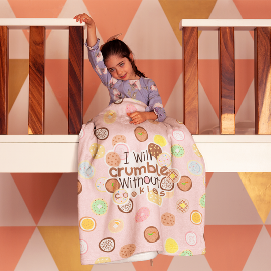Cookie Pattern Blanket - "I Will Crumble Without Cookies" Velveteen Throw
