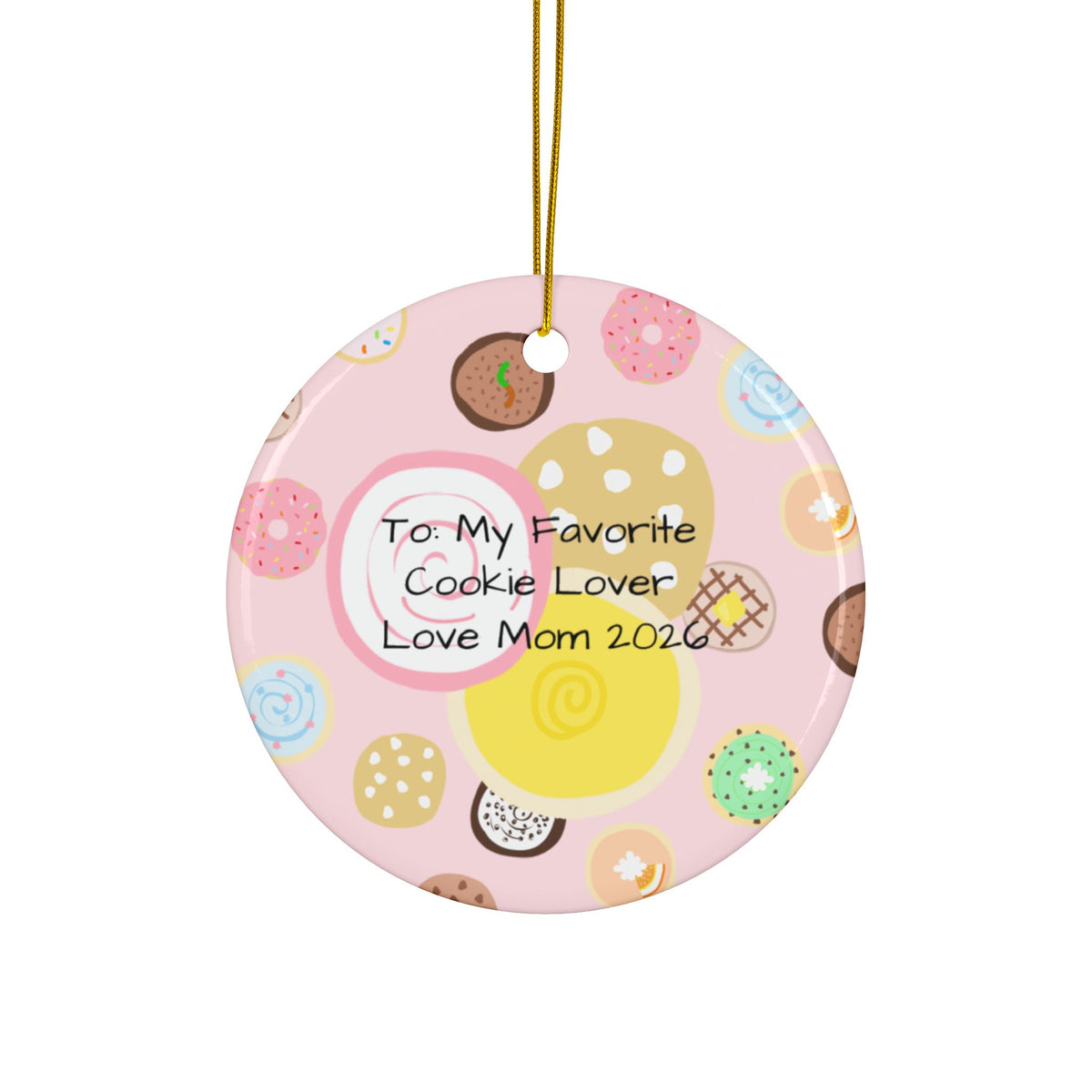 Ceramic Cookie Lover Ornament — Double‑Sided Personalized Holiday Decoration