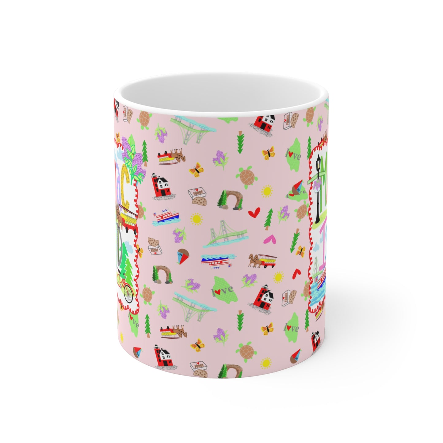 Mackinac Island Pattern Mug – Colorful Travel Souvenir 11oz