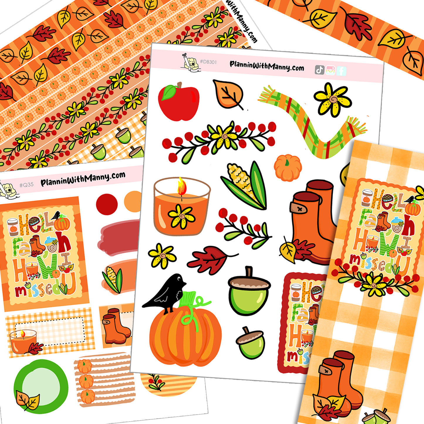 DB301 Oh Fall Set! Stickers and Bookmark