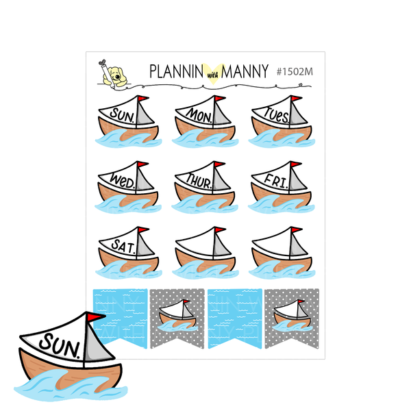 1502 Sailboat Date Cover Planner Stickers