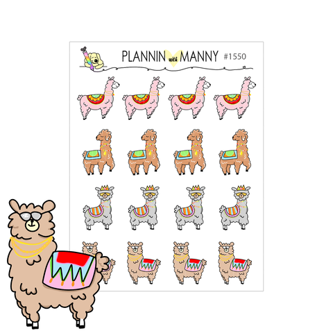 1550 Llamas Planner Stickers