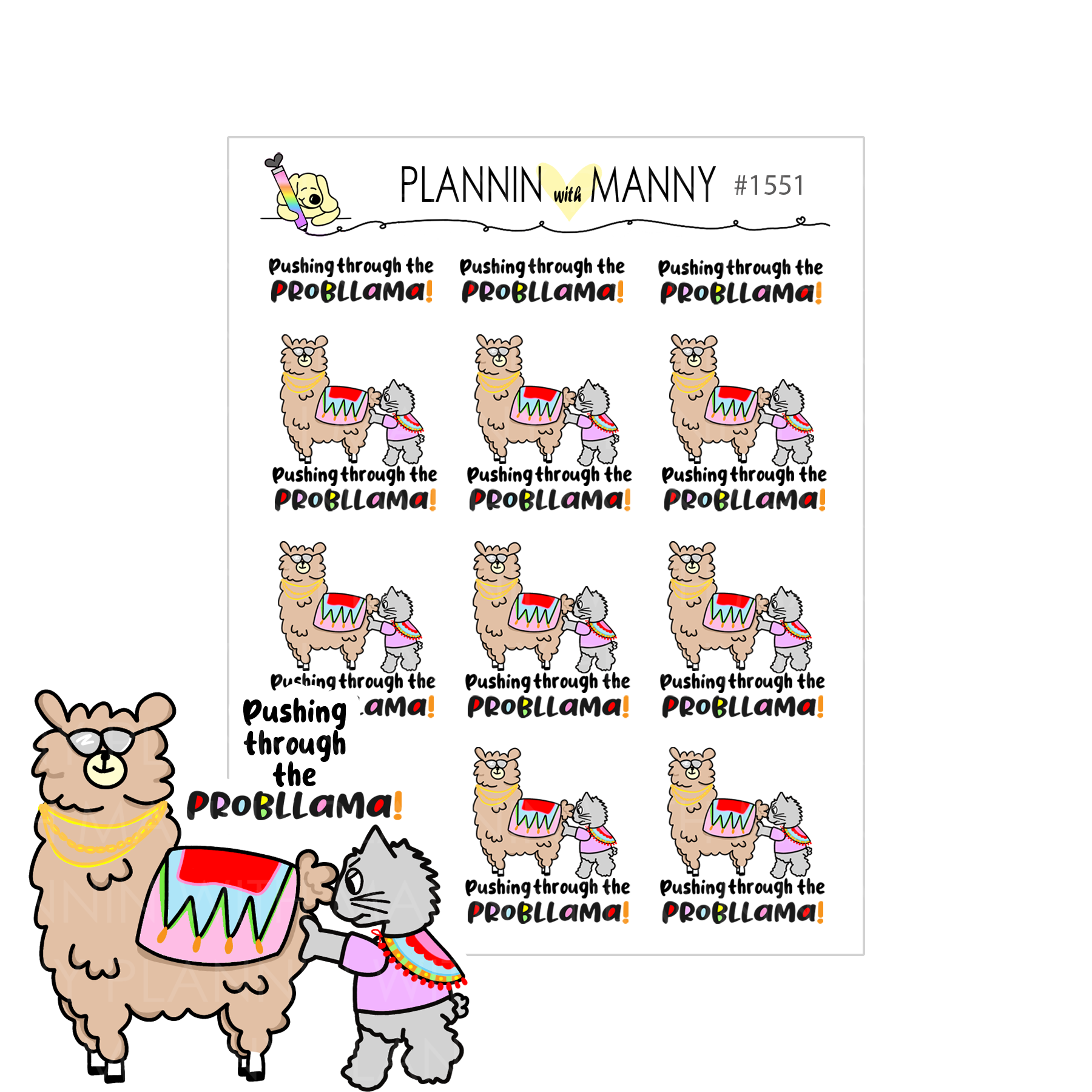 1551 Pushing Through the ProbLLAMAS Planner Stickers