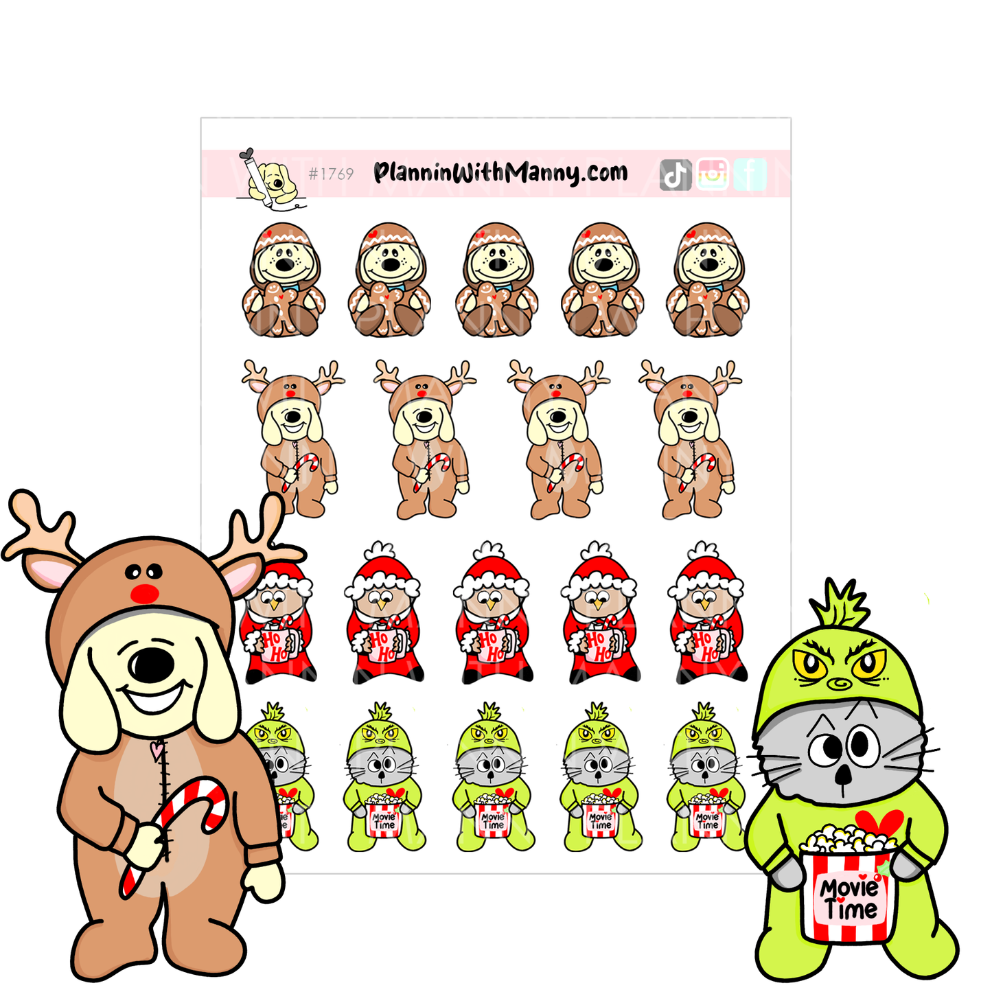 1769 Christmas Pajama Peeps Planner Stickers and DIecuts