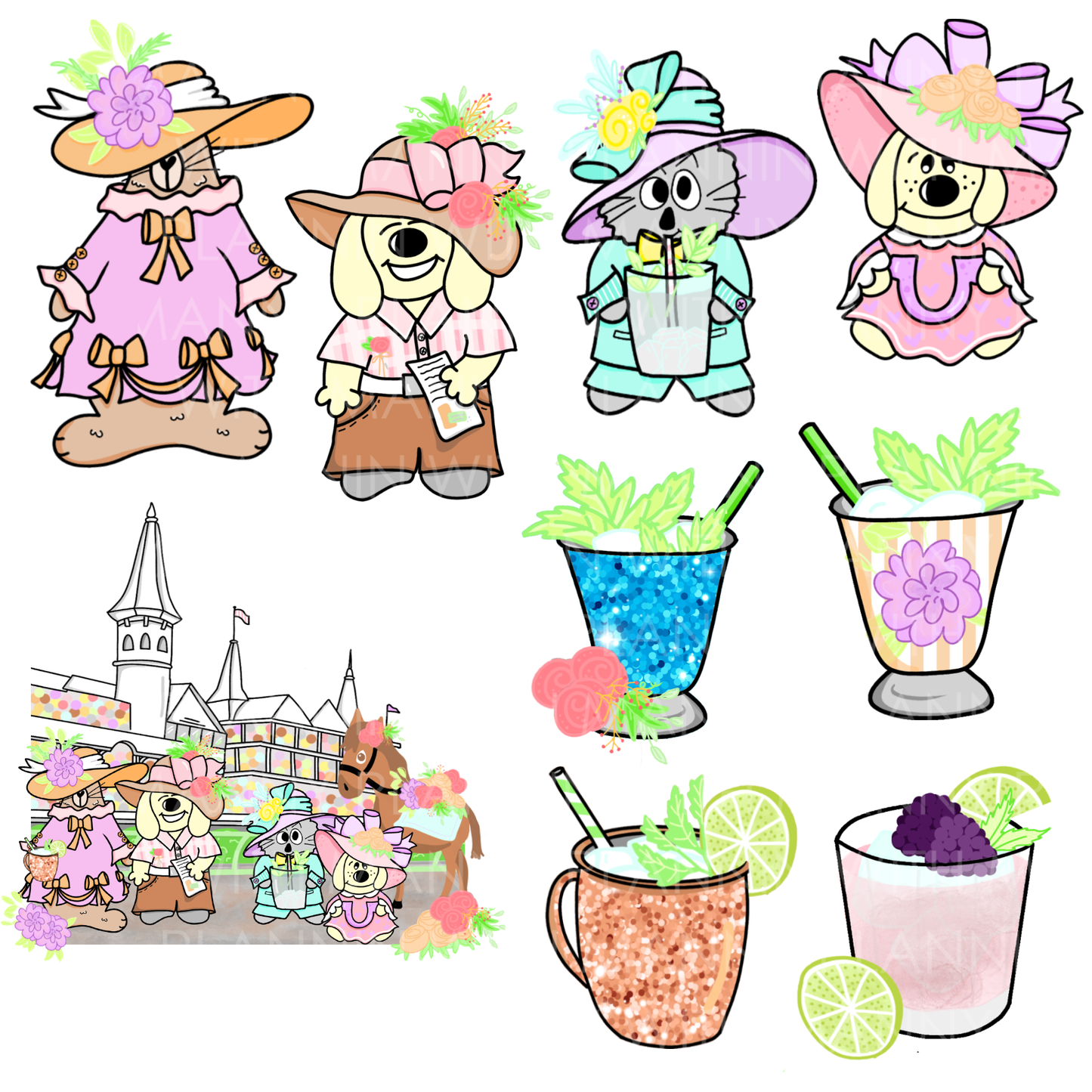 310DC Kentucky Derby Hats & Cocktail Time Die Cuts