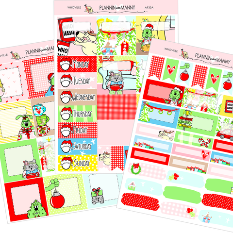 A933 ACADEMIC 5 & 7 Day Weekly Planner Kit and Hybrid Planner - Whoville Collection