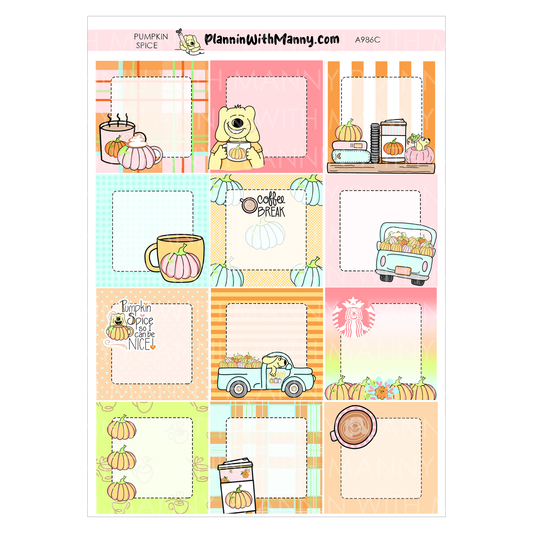 A202 Pumpkin Spicel 1.5" Square Stickers