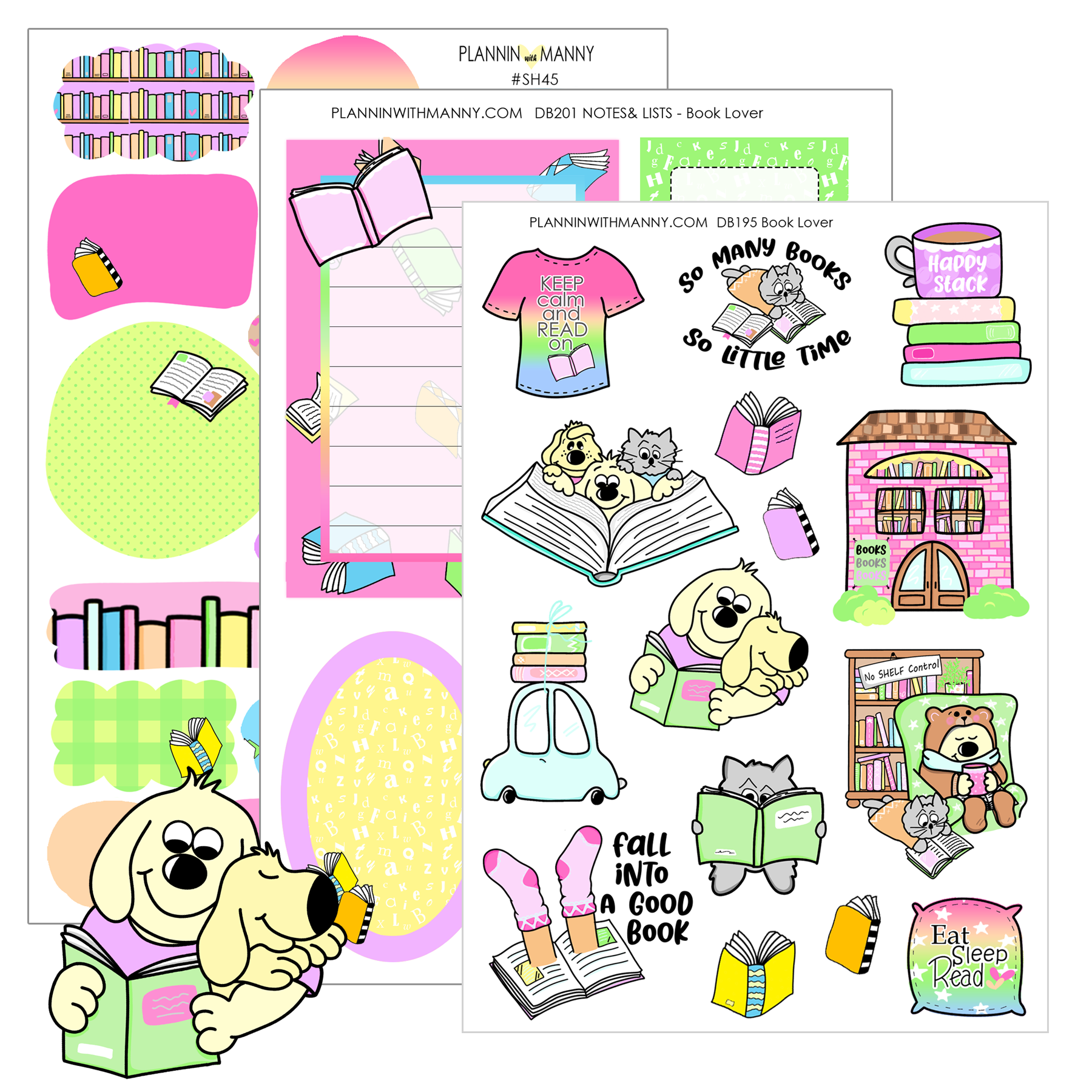 Book Lover -Large Sticker Sheet Set – Plannin with Manny