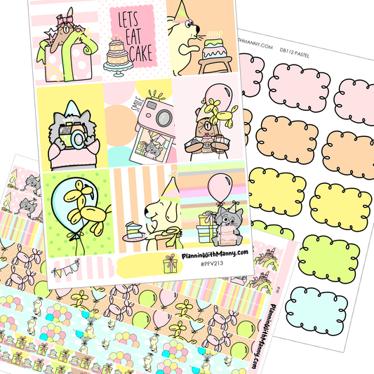 PFV213 Birthday Fun Vertical Sticker Mini Kit with Optional Date Covers