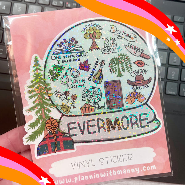 Evermore Snowglobe Holographic Vinyl Sticker