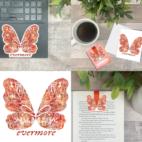 Evermore Era Butterfly Vinyl Sticker, Bookmark, and Notecard Options MB144