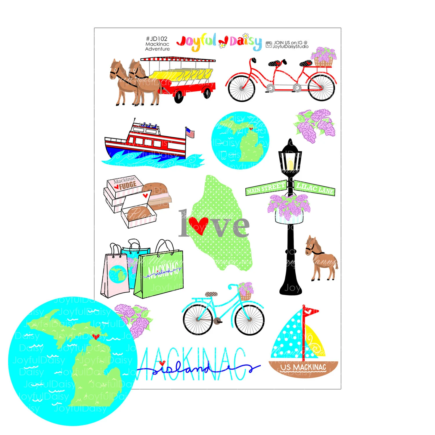 JD102 Mackinac Island Adventure Stickers