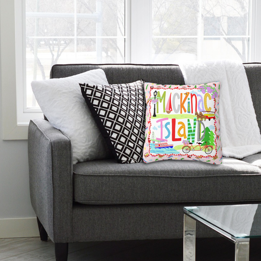 Mackinac Island Throw Pillow | Mackinac Island Christmas Gift | Michigan Lake House & Cottage Decor