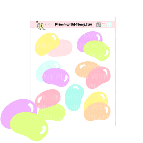1635 Hoppy Easter Large Jelly Bean Write In Planner Stickers