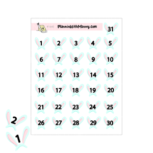1640 Bunny Ear Number Planner Stickers