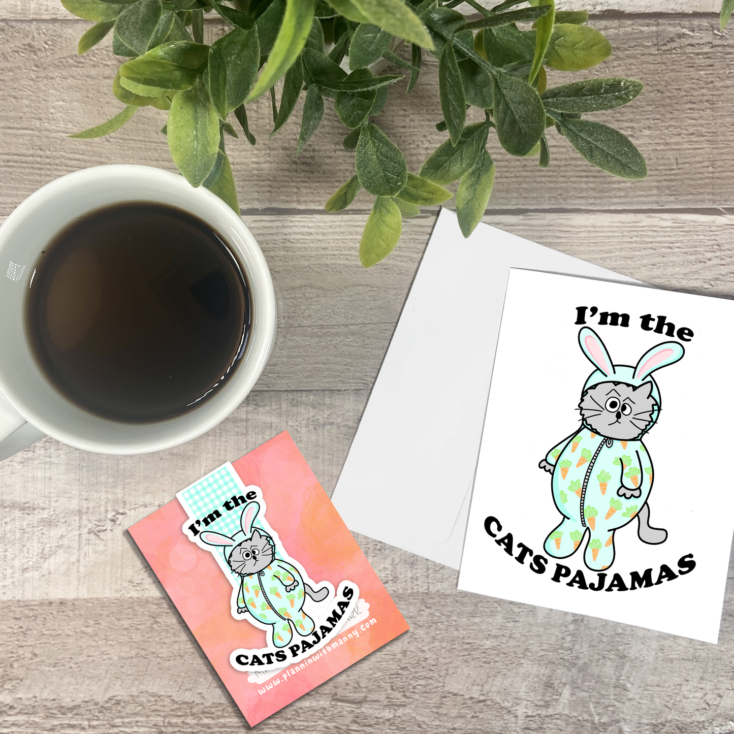 MB151 I'm The Cats Pajamas Vinyl, Notecard, & Bookmarks