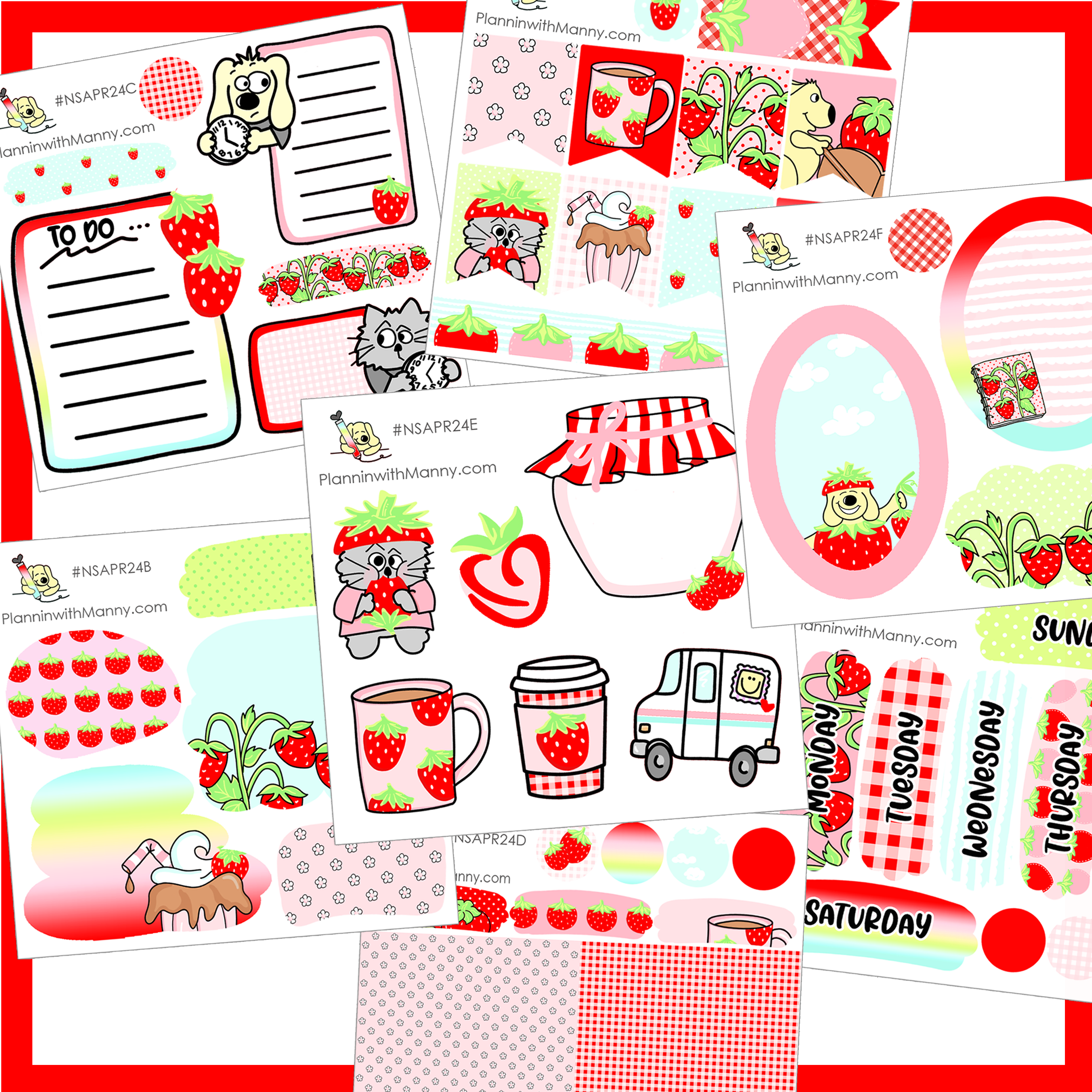 Mini Sticker Bundle Layout BF25 Berry Mini Sticker Bundle – Plannin with Manny