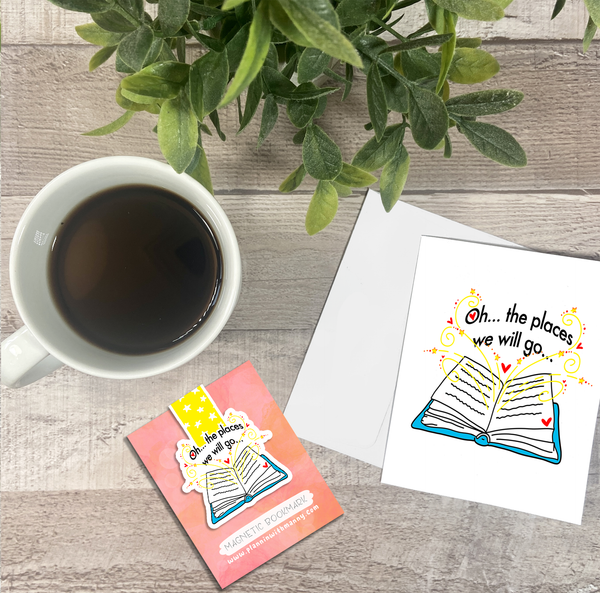 Oh the Places We Will Go... Vinyl Sticker, Magnetic Bookmark, & Notecard MB60