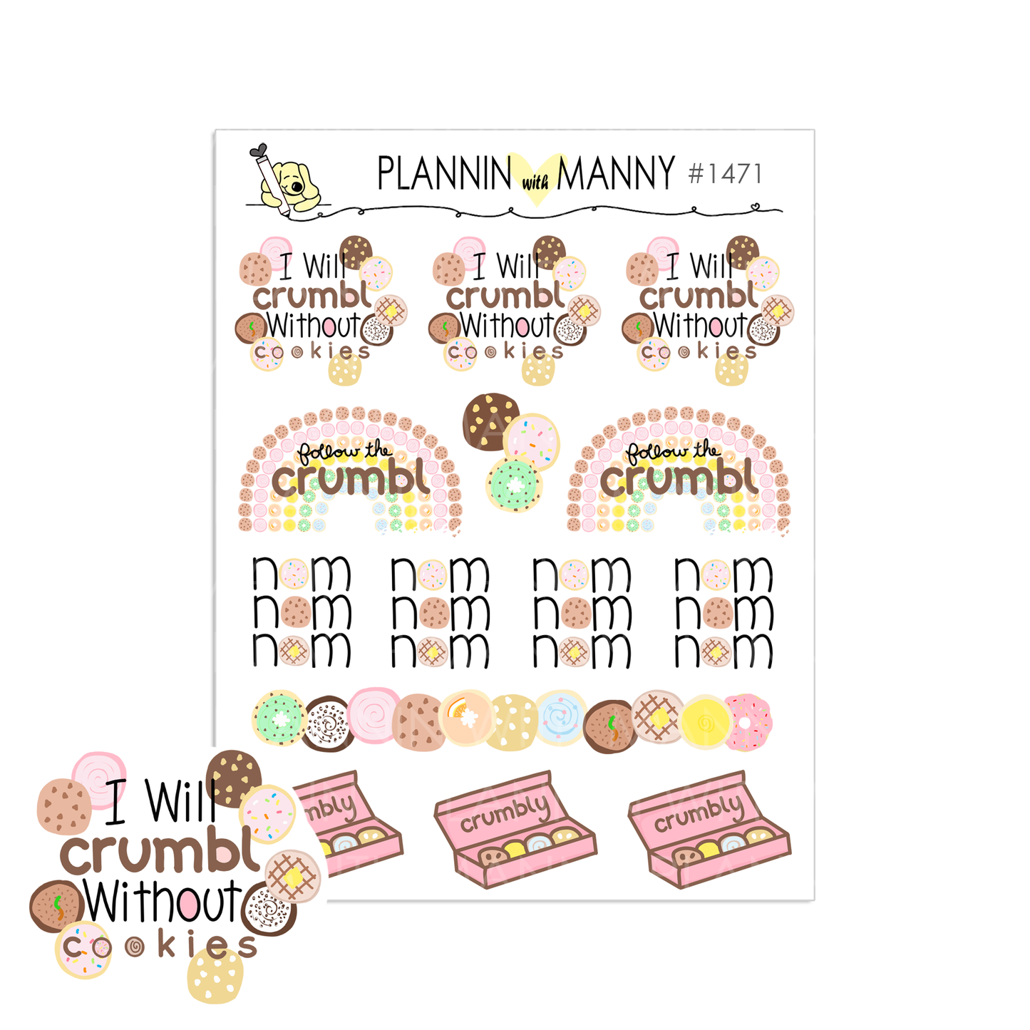 Crumbly Cookie Sticker Set in Pink Crumbly Cookie Pocket!