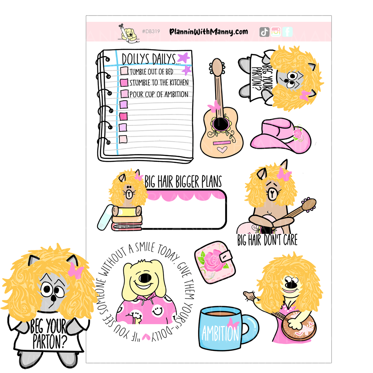 DB319 Manny loves Dolly Sticker Sheet