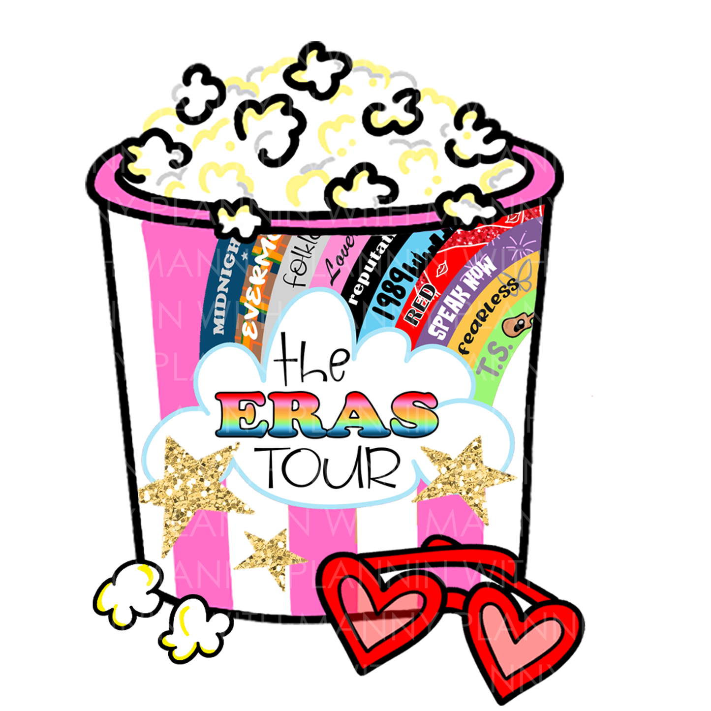 Eras Tour Popcorn Tub Vinyl Sticker, Bookmark, and Notecardd Options  MB145