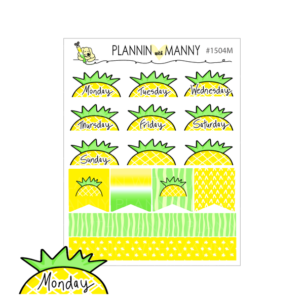 1504 Pineapple Date Cover Planner Stickers