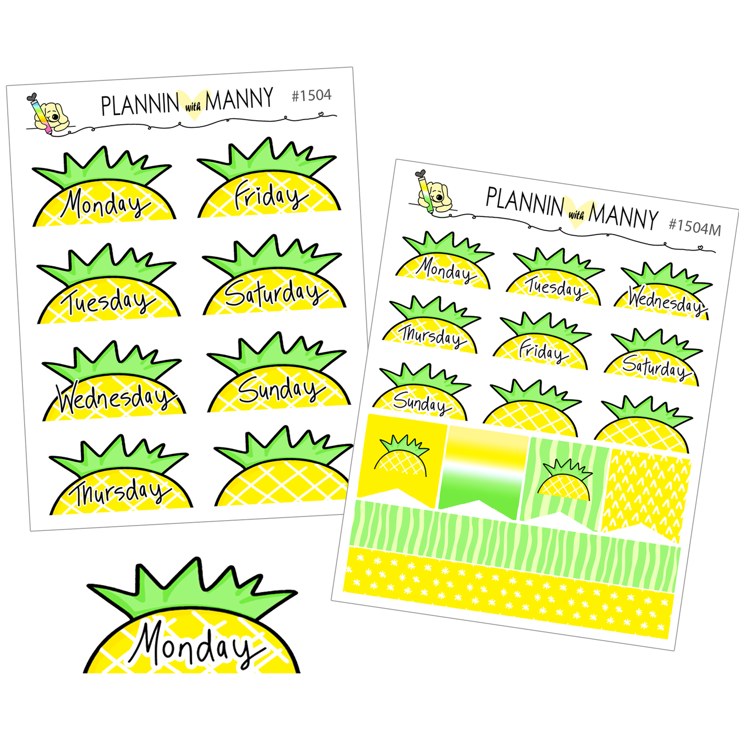 1504 Pineapple Date Cover Planner Stickers