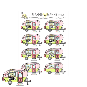1506 Camper Date Cover Planner Stickers