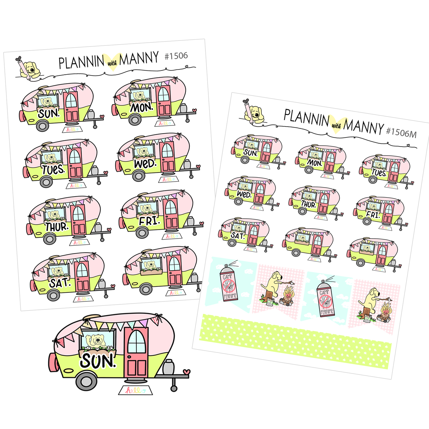 1506 Camper Date Cover Planner Stickers