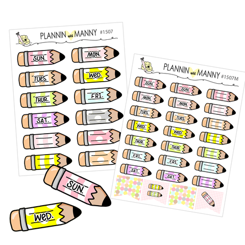 1507 Pastel Pencil Date Cover Planner Stickers