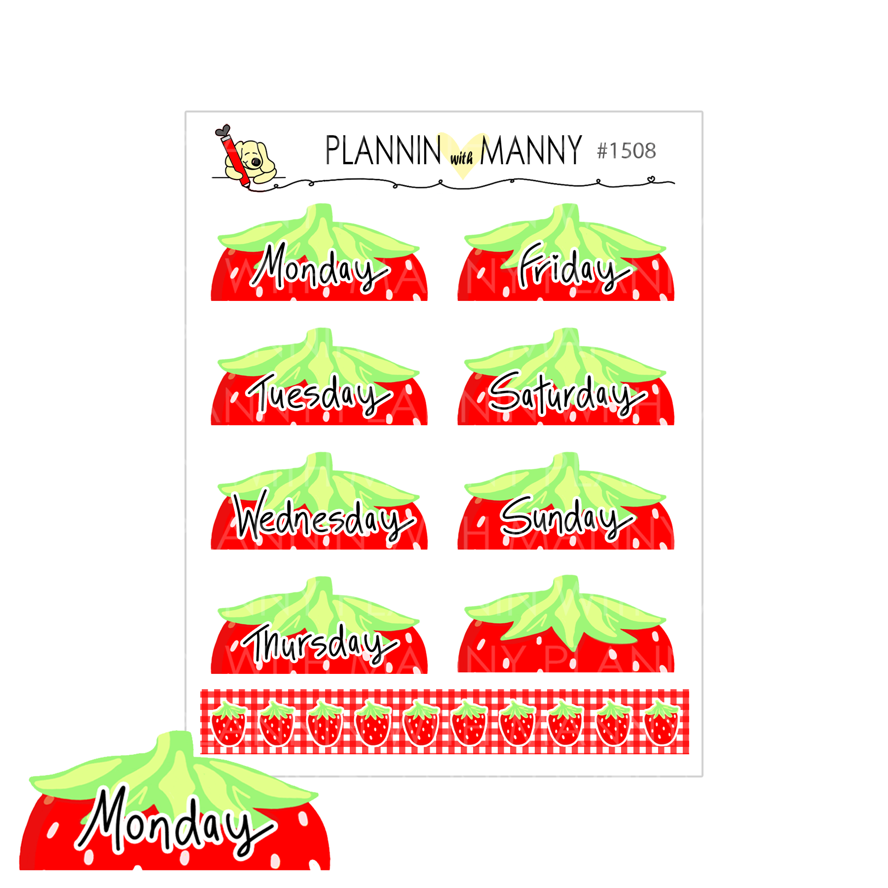 1508 Strawberry Date Cover Planner Stickers